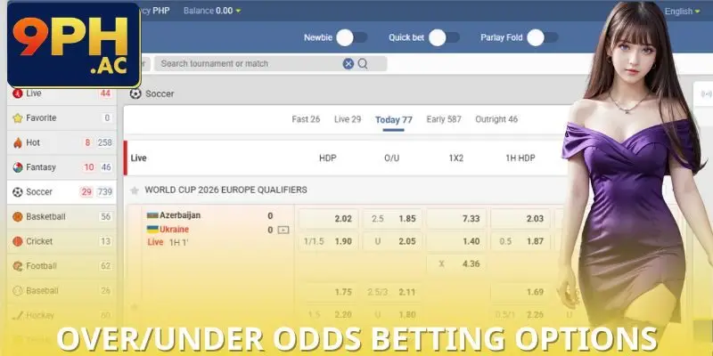 Bets available in the bookmaker